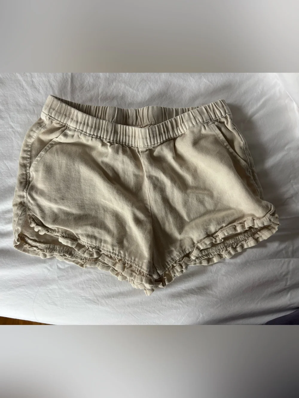 Cat & Jack Cream Ruffle Hem Pull-On Shorts